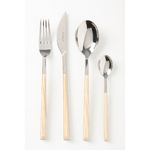 Ensemble de couverts en acier inoxydable de haute qualité, 5 pièces, avec manches en bois de chêne naturel, design élégant, meilleur prix - Product Image 2