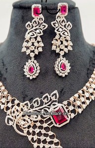 Juego de collar de diamantes cultivados en laboratorio largo para mujer Piedras de colores para fiestas de boda o compromisos - Product Image 3