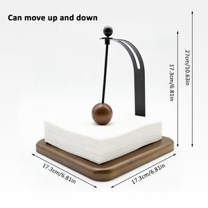 Handmade Wood Napkin Dispenser – Tabletop Napkin Holder with Curved Metal <b>Stand</b> - Product Image 3