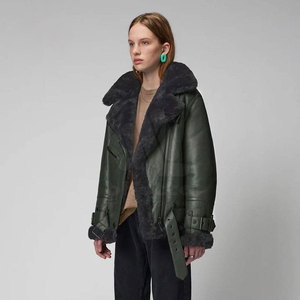 Premium Quality <b>Women's</b> Shearling Leather Jackets Breathable Eco-Friendly Winter Cold <b>Weather</b> Travel Style - Product Image 2