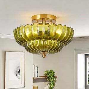 Plafoniera Moderna da Cucina a 3 Luci da 11,8 Pollici Semi-Incasso con Vetro Floreale Vintage, Alimentazione CA - Product Image 2