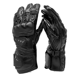 Leather Racing Gloves Full <b>Finger</b> Adjustable Wrist <b>Strap</b> Buckle Closure Non Slip For Riding Male Universal Season - Product Image 1