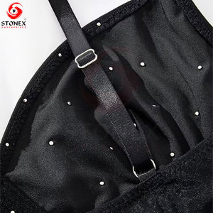 Soutien-gorge de sport à maintien élevé pour femme, bretelles réglables, respirant, en polyester, haut de fitness noir uni, services OEM - Product Image 6