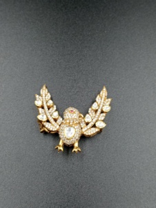 Golden Eagle Silver Brooch <b>Pin</b> with Intricate Filigree Design Gold Plated Unisex Wedding Engagement Fashion Accessory - Product Image 1