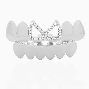 Grillz Couronne Iced Out Plaqué Or Rose Hiphop Moissanite Bijoux Dentaires Cadeau de Mariage Bijoux Corporels - Product Image 1