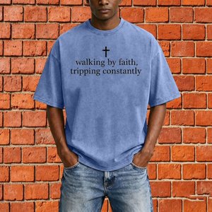 Personalized Vintage Acid Wash Heavy 100% Cotton 240 GSM Oversized Tee Streetwear Crewneck Summer Vacation OEM T-<b>Shirt</b> for Men - Product Image 6
