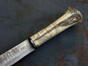 Cuchillo Vikingo Seax de Damasco Forjado a Mano, Nueva Edición, con Mango de Hueso de Camello, Cuchillo de Caza y Supervivencia Coleccionable, Cuchillo Sax Medieval - Product Image 5
