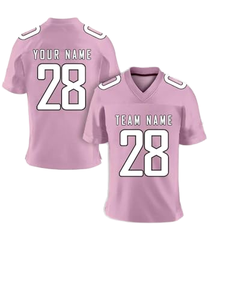 Camiseta de Fútbol Americano Rosa con Cuello en V para Hombre, Nombre y Número Personalizados, Impresión por Transferencia de Calor, Absorbe la Humedad, Manga Corta, Corte Regular - Product Image 1
