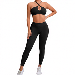 Conjunto de Leggings Rosa de Cintura Alta, Ropa de Yoga de Longitud Completa, Transpirable, Conjunto Deportivo de Dos Piezas - Product Image 2