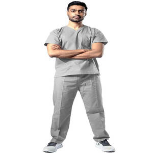 Conjuntos de uniformes de hospital transpirables de alta calidad, chaqueta de lona de manga corta Unisex para uso en salón de belleza - Product Image 5