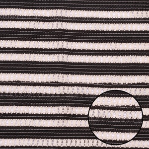 Tissu en crochet de qualité supérieure, dentelle gaufrée rayée, tricoté, léger, élégant, noir et beige, matériau premium - Product Image 1