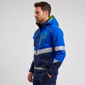 High Visibility Men's Reflective Safety <b>Jacket</b> Design Road Safety <b>Canvas</b> Letter Pattern Stand Collar Waterproof Safety <b>Jacket</b> - Product Image 3