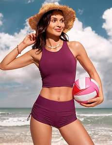 Pantalones Cortos de Baño de Cintura Alta de 3 Pulgadas para Mujer con Bolsillos, de Secado Rápido, Transpirables, OEM, Precio al por Mayor - Product Image 3