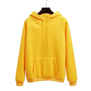 Sudadera con Capucha Unisex Personalizada con Logotipo, Amarilla, Lisa, de Felpa, Algodón, Manga Raglán, para Hombre y Mujer, Ropa Urbana, OEM - Product Image 1