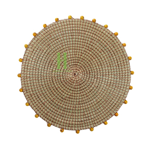 Hot Trend Eco-friendly Natural Bohemian Round Seagrass Charger Plate <b>Wall</b> Decoration Flower Placemat Home <b>Table</b> Mats - Product Image 6