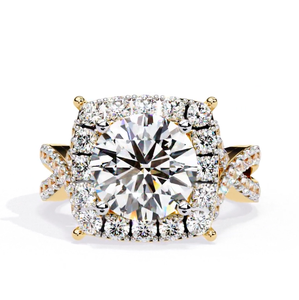 แหวนหมั้นเพชรทรงรัศมี โรเดียมชุบทองคำแท้ 10K/14K/18K สำหรับผู้หญิง น้ำหนักรวม 3.50 กะรัต รับรองโดย IGI หรูหรา - Product Image 1