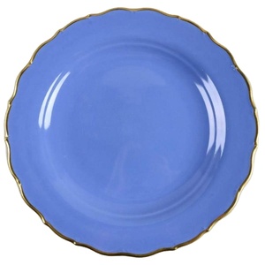 Blue <b>Enamel</b> <b>Dish</b> Charger Plate Table Decorative Dinnerware Serving Platter Floral Design Metal Charger Plates for Hotels - Product Image 5