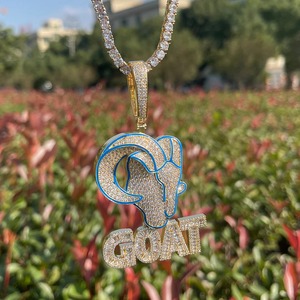 Colgante de Cabra de Plata 925 para Hombre con Micro Pavé de Cristales de Imitación, Joyería Hip Hop para Uso Diario - Product Image 3