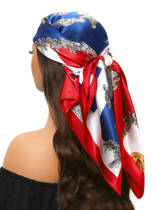 90cm Luxury Brand Silk Satin <b>Square</b> Scarf Women <b>Hijab</b> Bandana Muslim Headscarves Shawl Wrap Ladies Headband Neckerchief Foulard - Product Image 2