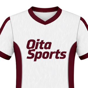 Camiseta de Rugby Blanca y Borgoña de Manga Corta con Cuello en V, Uniforme de Equipo Personalizado, Transpirable, para Entrenamiento Deportivo - Product Image 3
