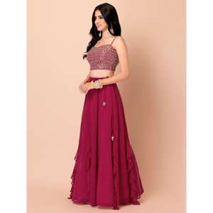 Adorable Rosa Georgette Compromiso Desgaste Lehenga Choli Con Dupatta - Product Image 6