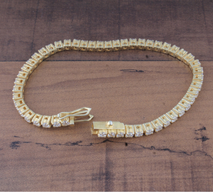 <b>Gold</b> Plated Sterling Silver Luxury <b>Beaded</b> Tennis Women's <b>Bracelet</b> 6 Inches SHREE JAIPUR SILVER for Party & Gift Occasions - Product Image 2