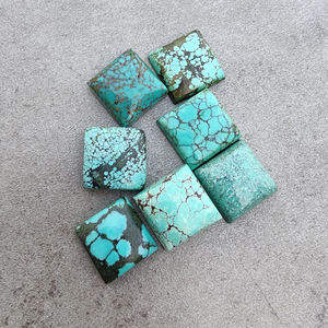 Turquesa Tibetana Natural, Cabujón Cuadrado Pulido, Parte Posterior Plana, Calibrado, Gema Suelta para Joyería, Todos los Tamaños Disponibles - Product Image 2