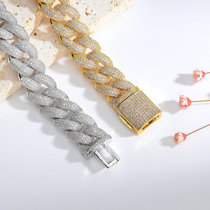 Iced Out <b>Cuban</b> <b>Link</b> Bracelet Moissanite Diamond 925 <b>Silver</b> Hip Hop <b>Chain</b> Bracelet Gold <b>Silver</b> Finish - Product Image 5