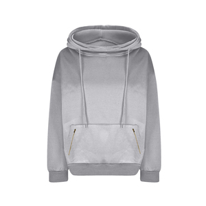 เสื้อฮู้ดโอเวอร์ไซส์แบบยูนิเซ็กซ์ สีเทาล้วน ผ้าฝ้ายฟลีซ 100% สวมใส่สบายในฤดูหนาว มีกระเป๋าซิป เป็นมิตรกับสิ่งแวดล้อม ระบายอากาศได้ดี - Product Image 4