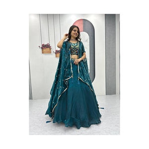 Lehenga Choli tendance, vêtement de fête traditionnel, broderie lourde, travail de séquence de fils, tissu fantaisie Latakan Fendy, haute qualité - Product Image 1