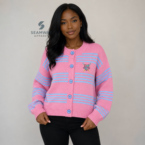 Suéter Casual Bordado de Manga Larga con Cuello Redondo y Botones para Mujer de la Hermandad Gamma Phi Delta - Product Image 5