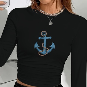 เสื้อเชิ้ตแขนยาวผู้หญิงลายถักเชือกสมอเรือสไตล์วินเทจ Y2K - Product Image 1