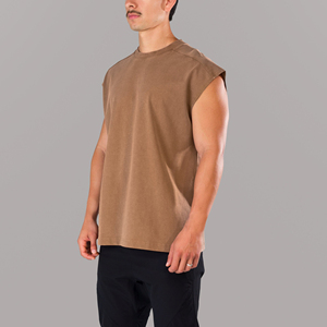 Ropa de gimnasio para hombre, transpirable, ecológica, de secado rápido, 100% poliéster, camiseta sin mangas para fitness, culturismo, yoga y entrenamiento. - Product Image 4