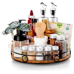 Bandeja de Servir de Madera Aaliyan Impex AI-WT-66 con Borde Metálico, Organizador Multifuncional para Especias, Esenciales de Cocina, Estilo Moderno Rústico - Product Image 1