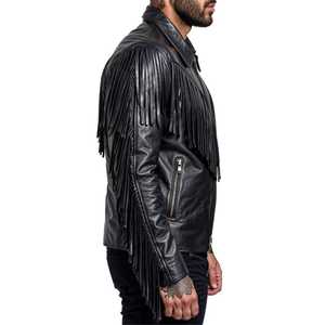 Servicio OEM, Chaquetas de Hombre con Flecos de Diseño Personalizado para Adultos, Mejor Venta, Chaqueta de Flecos de Cuero Vacuno 100% Genuino con Diseño Personalizado - Product Image 1