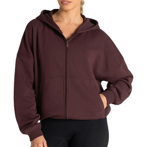 Custom <b>Zip</b> <b>Up</b> Hoodies Women Knitted Zipper Hooded Sweatshirt - Product Image 1