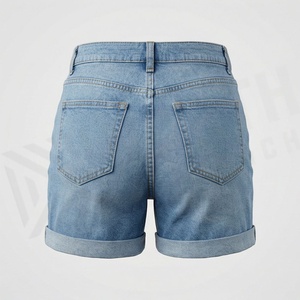 Shorts de Mezclilla de Cintura Alta y Corte Recto para Mujer, con Logotipo, Casuales, de Verano, Calidad Premium, a la Moda, para Uso Diario - Product Image 2