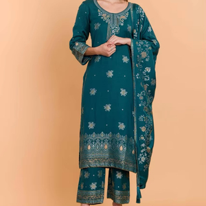 ชุดเสื้อผ้าอินเดียแบบขายส่ง Safaa DILKASH ชุดฤดูหนาวสำหรับผู้หญิง ผ้าสำหรับตัดเย็บเสื้อผ้าแบบไม่เย็บติดกัน ชุดปักลาย Salwar Kameez Kurta พร้อมกางเกง - Product Image 1