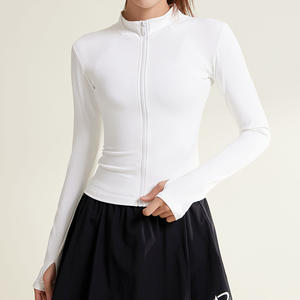 Chaqueta Deportiva de Color Sólido para Gimnasio y Yoga con Bolsillos, Chaqueta de Yoga Blanca para Entrenamiento Matutino, Chaqueta de Yoga Delgada de Secado Rápido - Product Image 3