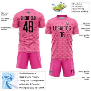 Uniforme de Fútbol Personalizado con Sublimación de Formas Geométricas Rosas, Camiseta Deportiva Transpirable de Manga Corta para Entrenamiento de Equipo - Product Image 2