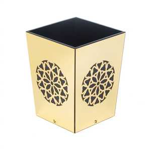 Luxury Round Minimalist Wooden Dustbin with Flip <b>Lid</b> | Modern Round Trash Can for Bathroom & Office - Product Image 4