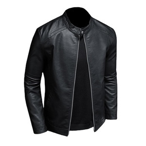 Gatsby Black Mens Real Sheepskin Aniline Leather Biker Jacket Cremallera acolchada con forro bolsillos interiores Winter New Condition2026 - Product Image 1