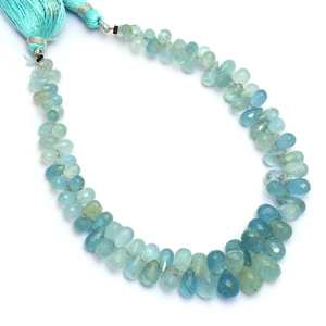 Cuentas facetadas en forma de lágrima de aguamarina de 3x5mm-6x9mm, cuentas de aguamarina natural lechosa, piedras semipreciosas para joyería. - Product Image 1