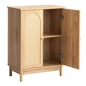 Mueble de Baño de Madera Natural de 60x30x80cm, Tablero de Partículas con Chapa de Melamina, Acabado de Ratán, Elegante y Duradero, con Puertas Dobles - Product Image 2