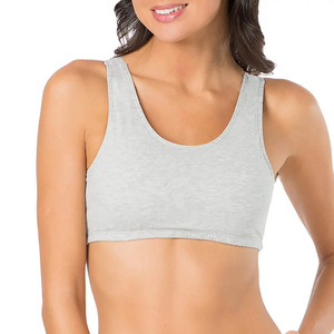 Soutien-gorge de sport blanc sans coutures pour femme, col rond, bretelles spaghetti, maintien moyen, pour yoga et activités sportives, respirant, en coton et élasthanne - Product Image 4
