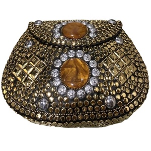 Lametierartz-bolsas de Metal de mosaico hechas a mano, fabricación de bolsas de metal de piedra Multi y dorada, india - Product Image 1