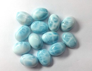 Perles de pierres précieuses naturelles de larimar ovales de qualité supérieure, cabochons, pour la fabrication de bijoux, pendentifs et boucles d'oreilles, fournitures de bijouterie - Product Image 4