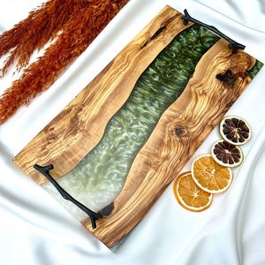 <b>Coffee</b> Bean Resin Wooden Serving Tray Luxe <b>Epoxy</b> <b>Coffee</b> Bean Art Tray Handmade <b>Coffee</b> River Wood Tray - Product Image 4