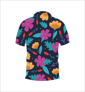 เสื้อโปโลลายดอกไม้กลางคืนสไตล์ทรอปิคอลแบบกำหนดเอง ระบายอากาศได้ดี น้ำหนักเบา เหมาะสำหรับทีมกอล์ฟ แขนสั้น ผลิตด้วยเทคนิคการระเหิดสี คุณภาพสูง - Product Image 2
