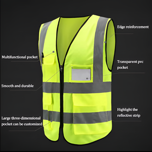 Venta caliente construcción trabajo seguridad bombardero chaqueta alta visibilidad reflectante algodón manga menos chaleco chaqueta con cierre de cremallera - Product Image 4